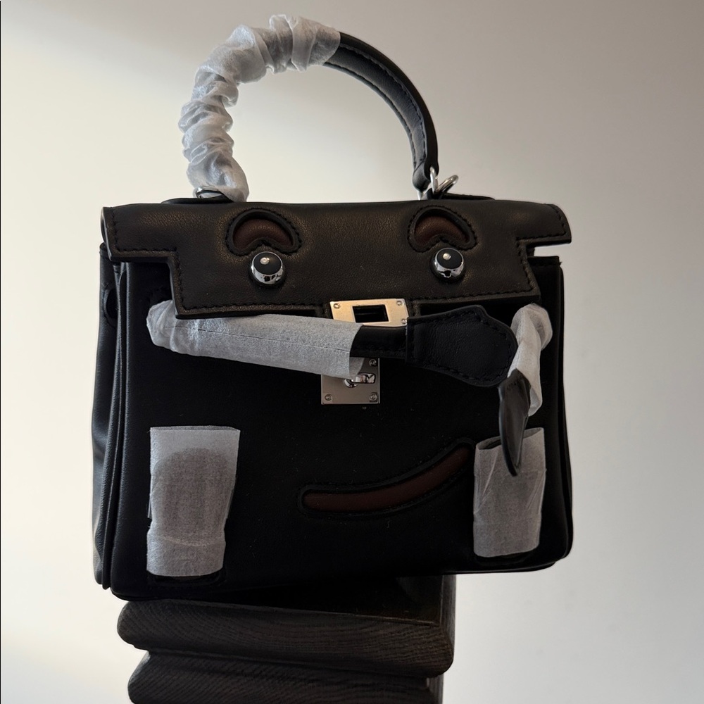 Stylish Black Leather Mini Crossbody Bag